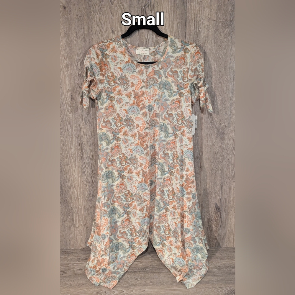 Bobbie Brooks Paisley Mini Dress in Cream and Blue